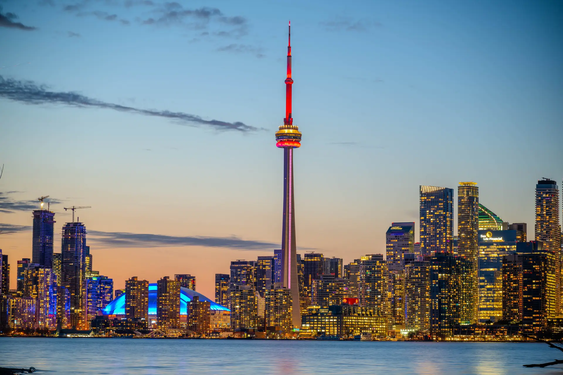 Toronto skyline during dusk