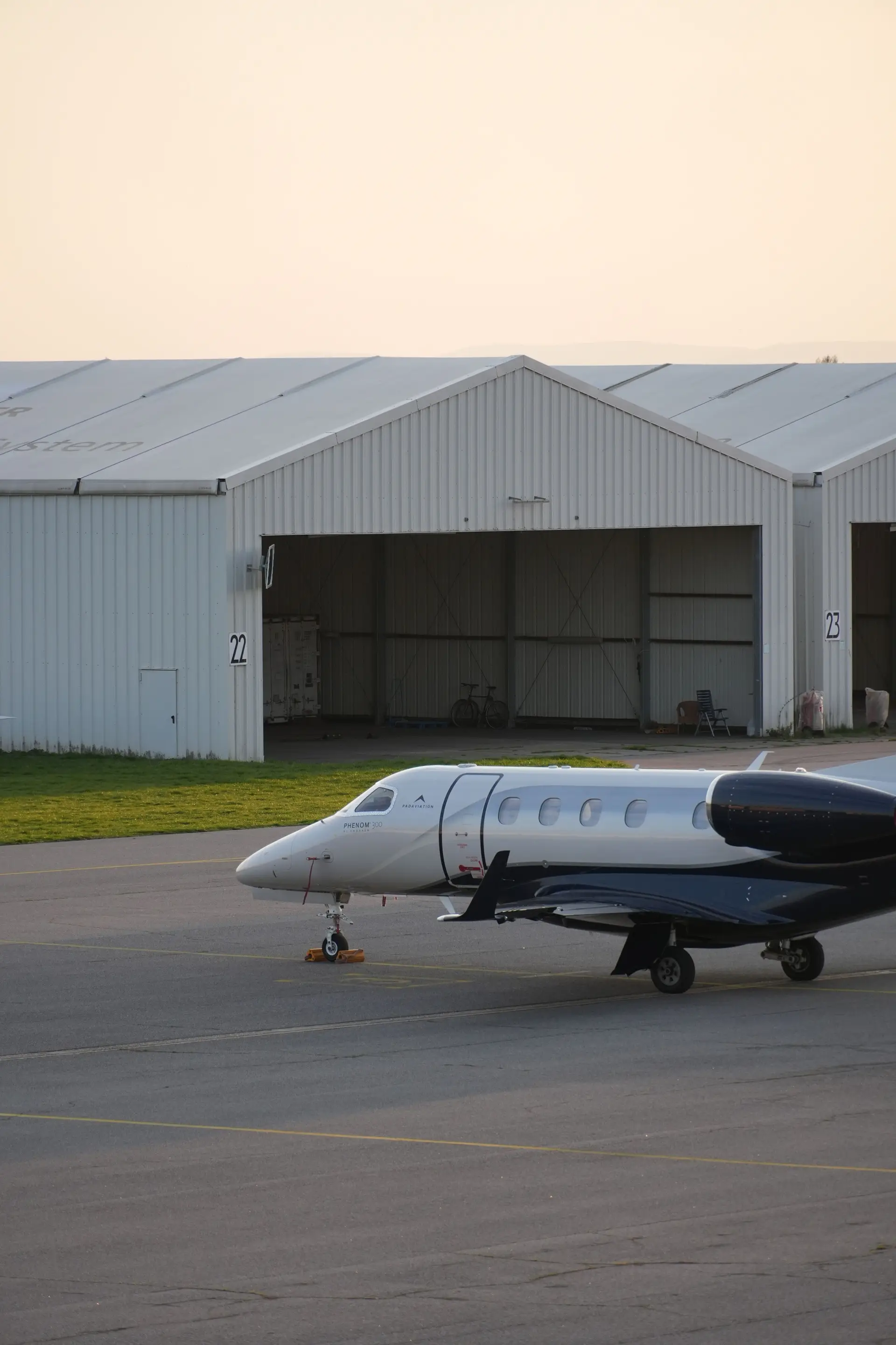 Business jet prepared on private terminal ramp for departure