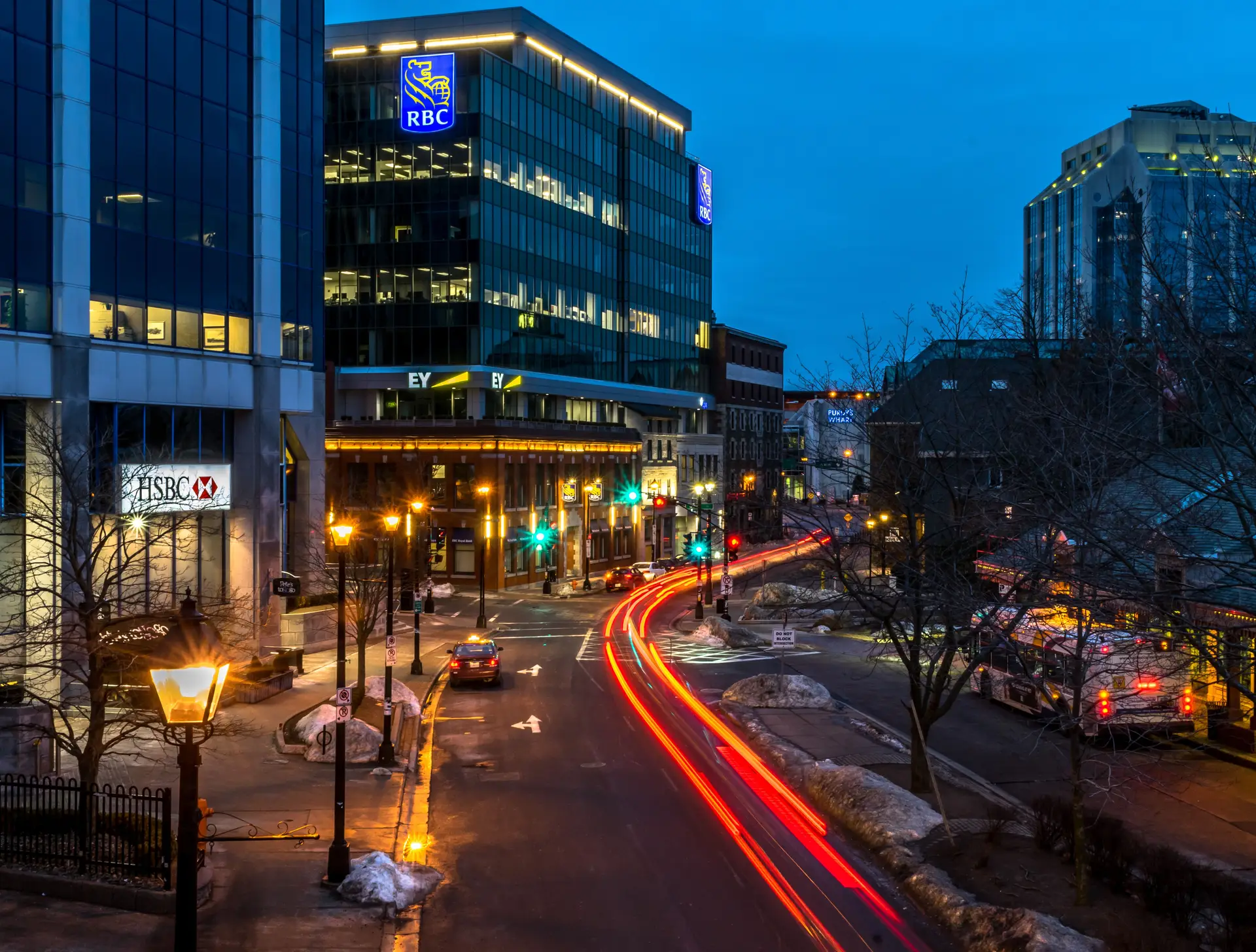 Halifax waterfront at night